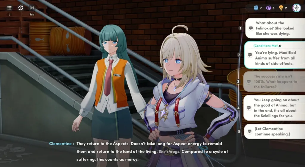 Honkai Nexus Anima conditional dialogue