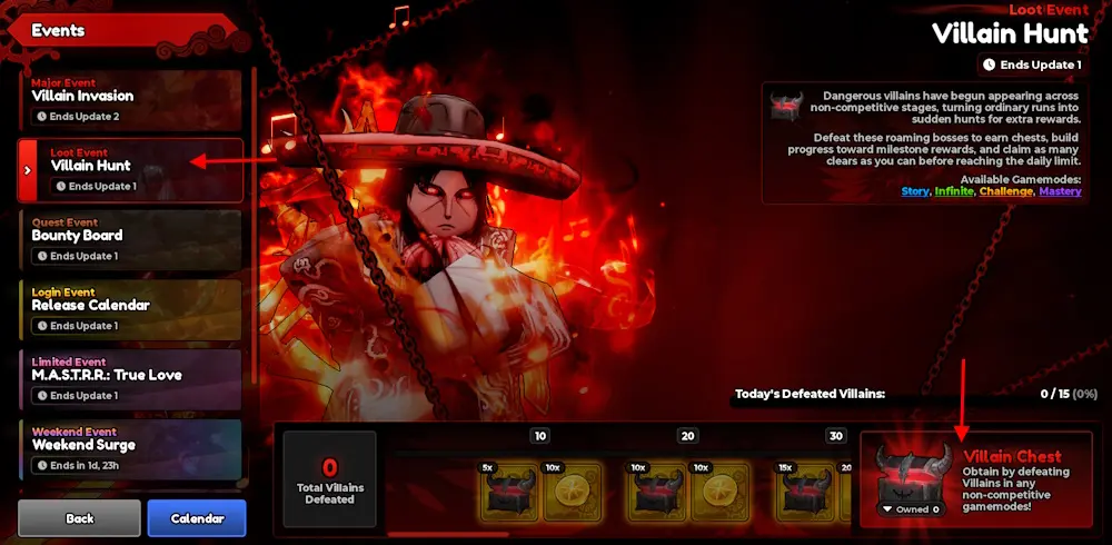 Villain Chest in Events Page Anime Expeditions
