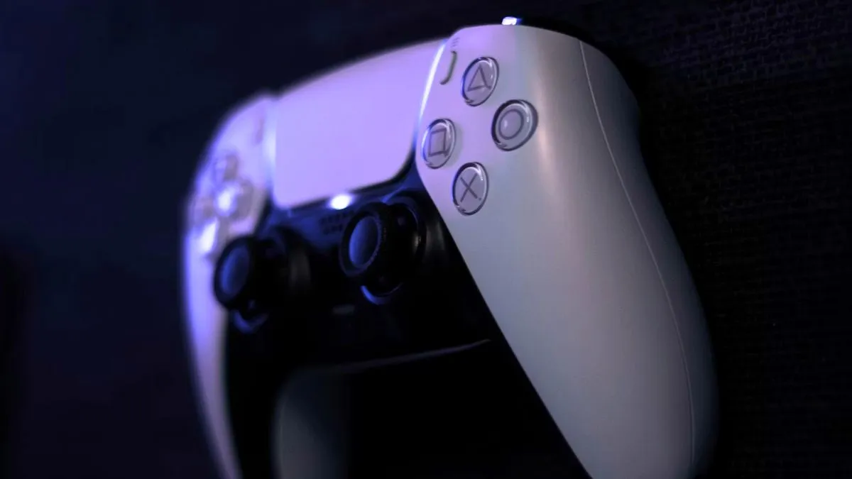 PS5 controller in darkness