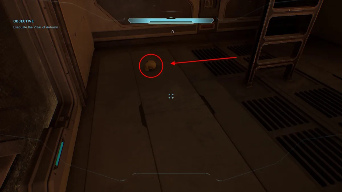 Perspective skull lying on the ground in Halo Campaign Evolved