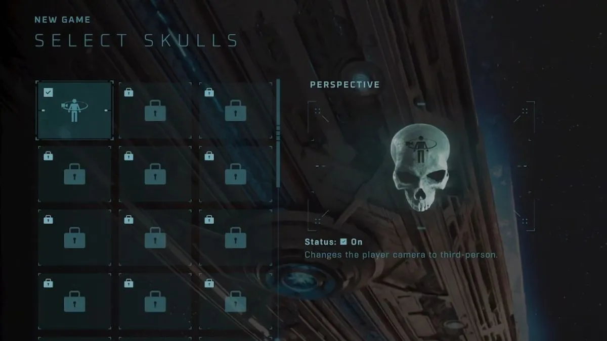 Selecting the Perspective skull in Halo Campaign Evolved