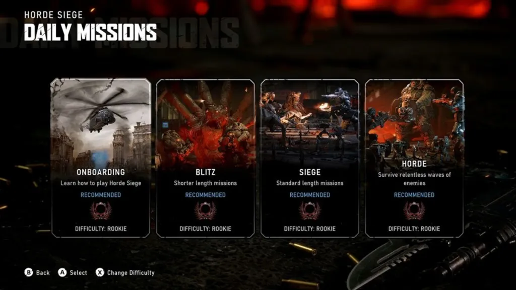 Tipos de dificultad en Gears of War E-Day