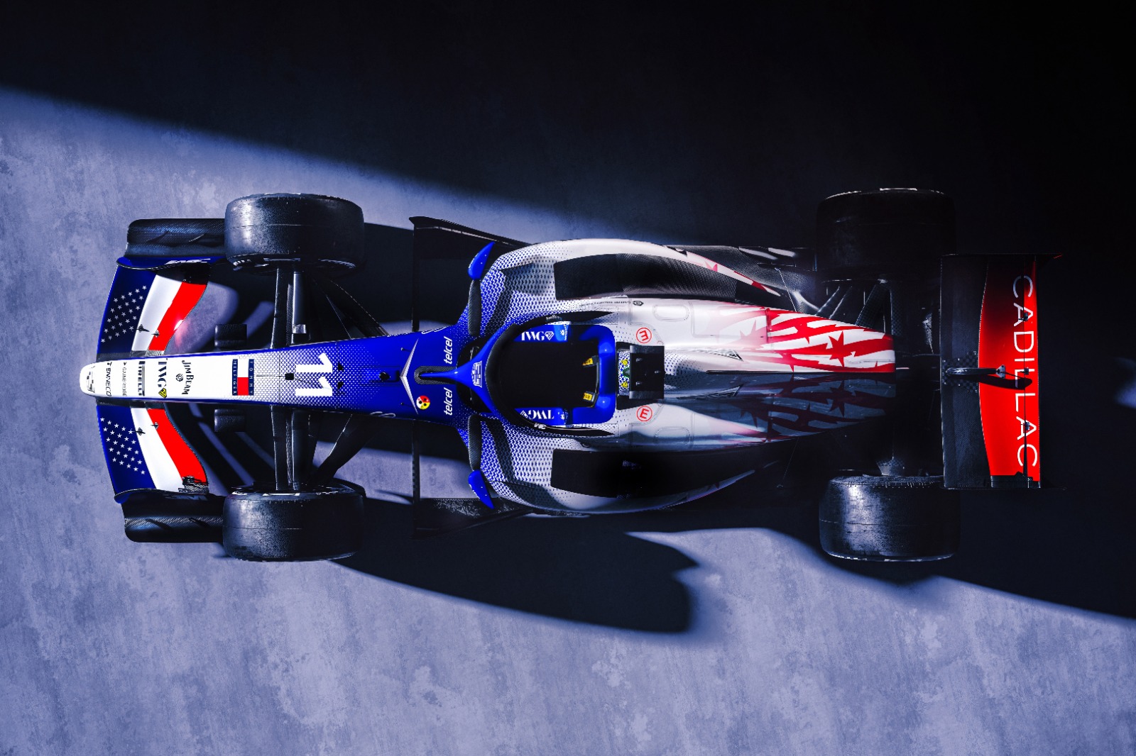 Cadillac F1 livery con bandera estadounidense