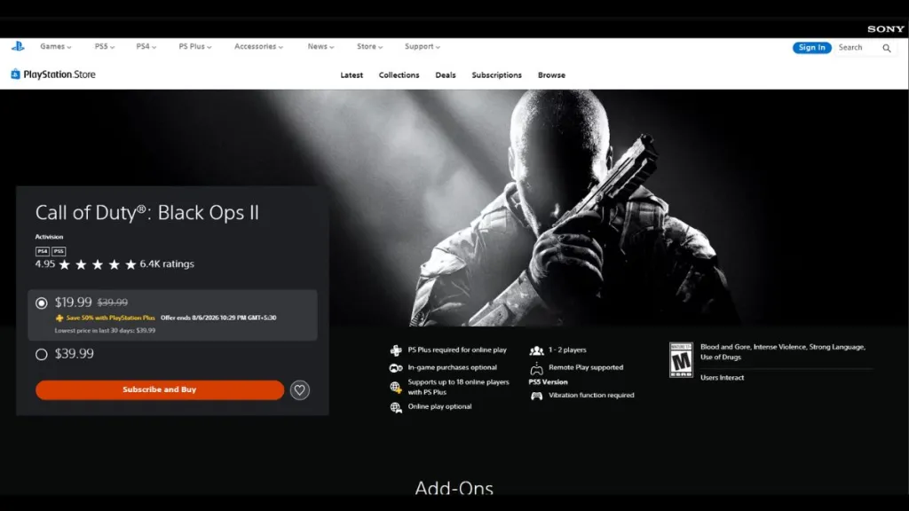 Call of Duty Black Ops 2 en PlayStation 5