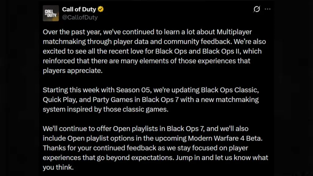 Call of Duty Black Ops 7 Matchmaking System Changes