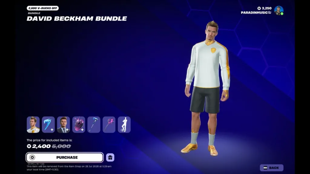 Fortnite David Beckham Skins in the Item Shop