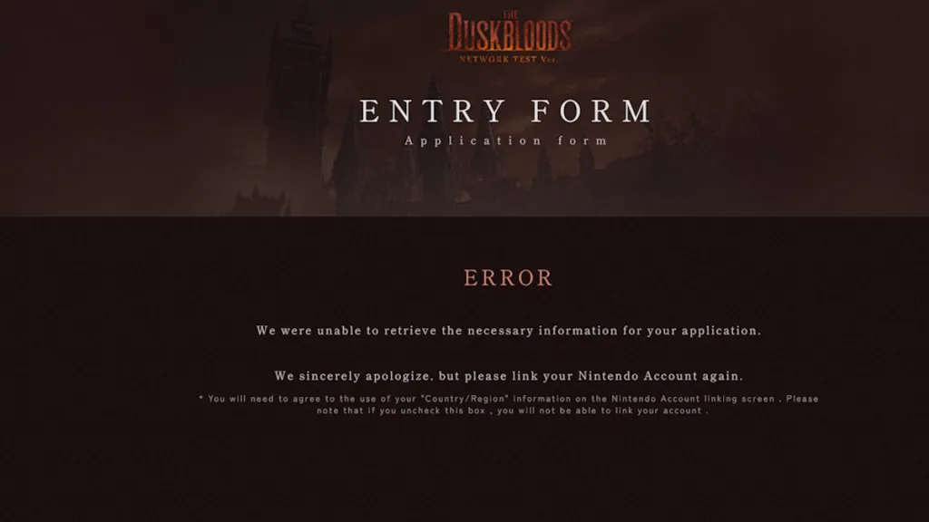 The Duskbloods closed network test sign up error