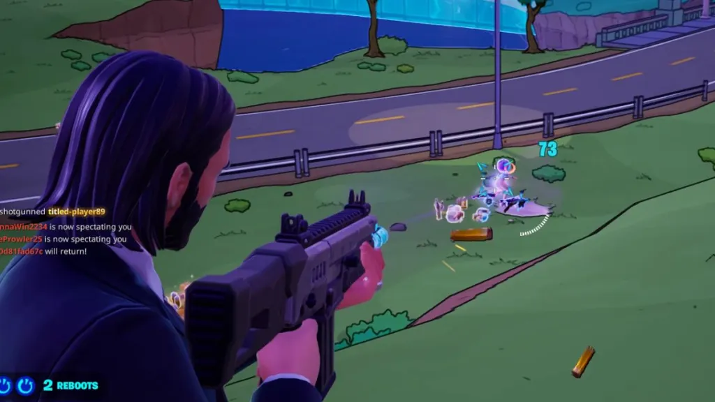 John Wick disparando con un AR en Fortnite Reload