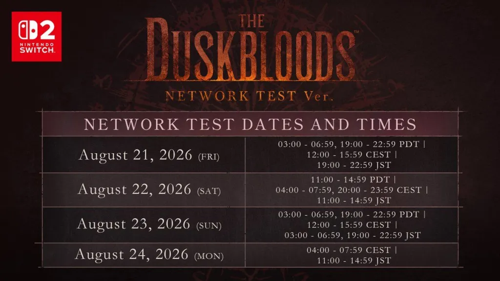 The Duskbloods Closed Network Test Times