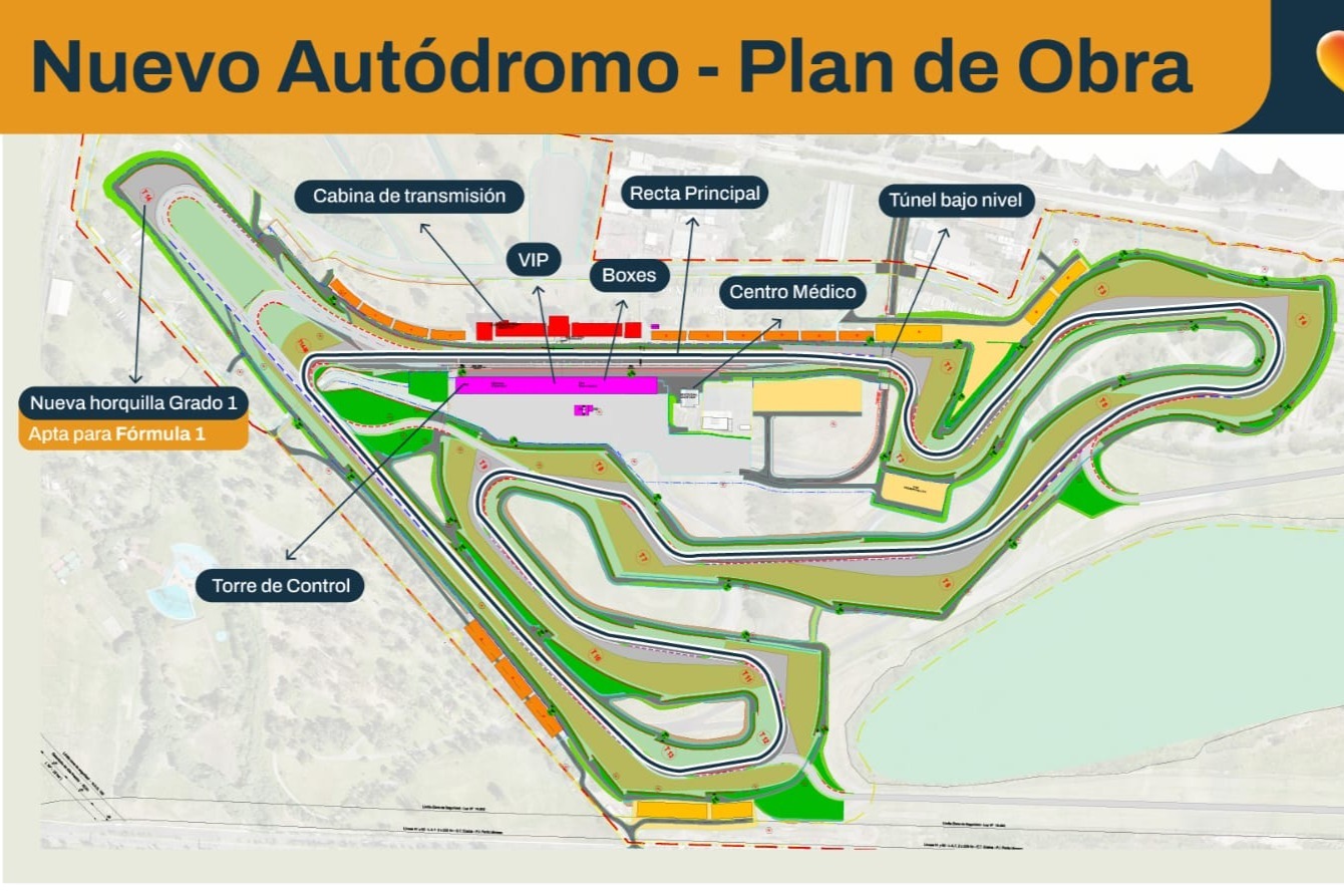 Nuevo trazado del Autódromo Oscar y Juan Gálvez, con la extensión prevista para la Fórmula 1