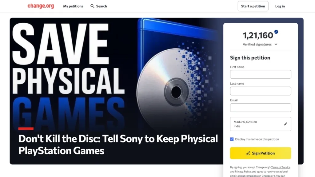 Don't Kill the Disc Petition Against Sony
