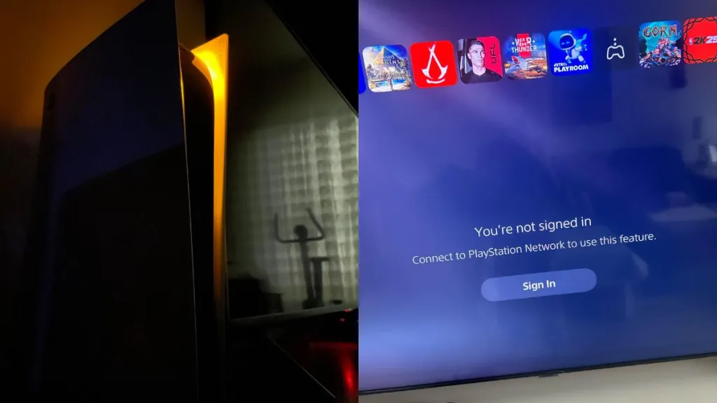 PS5 en modo reposo y cuenta PSN cerrada