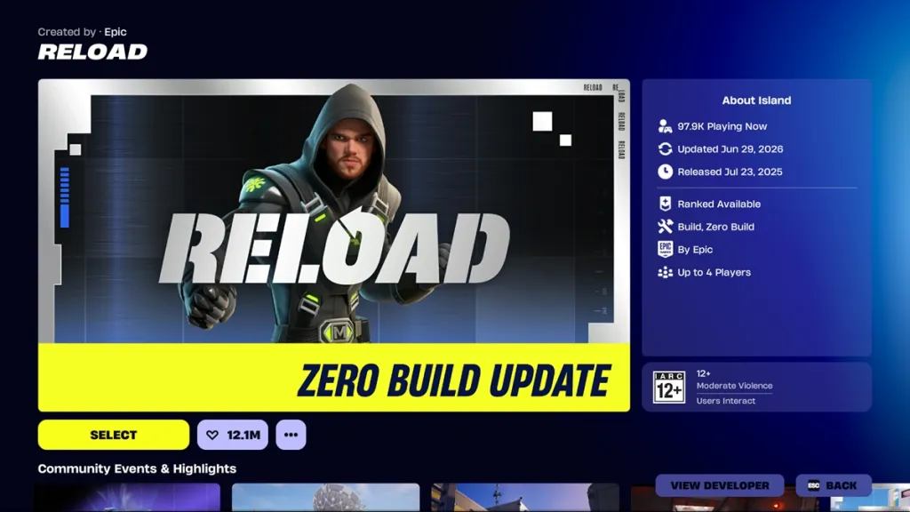 Fortnite Reload tiene casi 100.000 jugadores