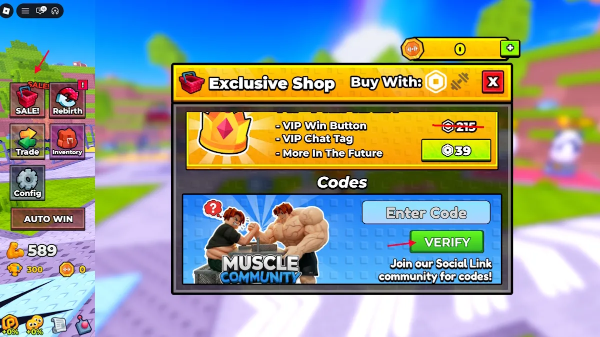 redeem plus 1 Muscle to Arm Wrestle codes