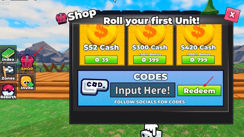 Canje de códigos en Roll to Defend