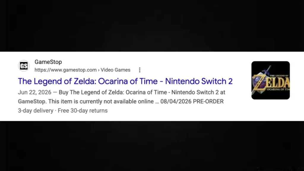 The Legend of Zelda Ocarina of Time Remake leaked Pre-order date