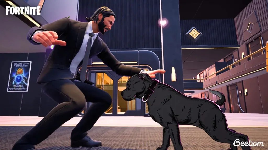 John Wick con su perro en Fortnite