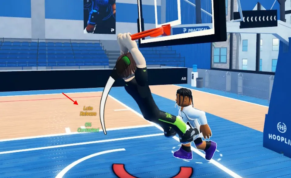 Dunk de contacto fallido en Practical Basketball