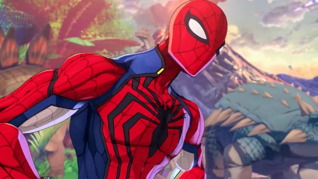 Spider‑Man en una postura de Victoria en Marvel Tokon Fighting Souls