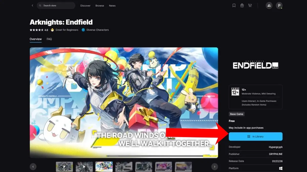 Arknights Endfield en la tienda de Epic Games