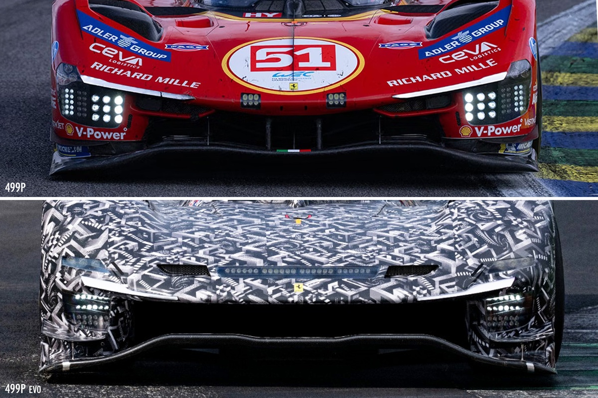 Comparativa de las evoluciones de la Ferrari 499P