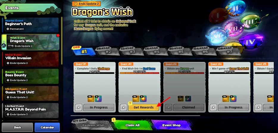 Recompensas del evento Dragon’s Wish en Anime Expeditions