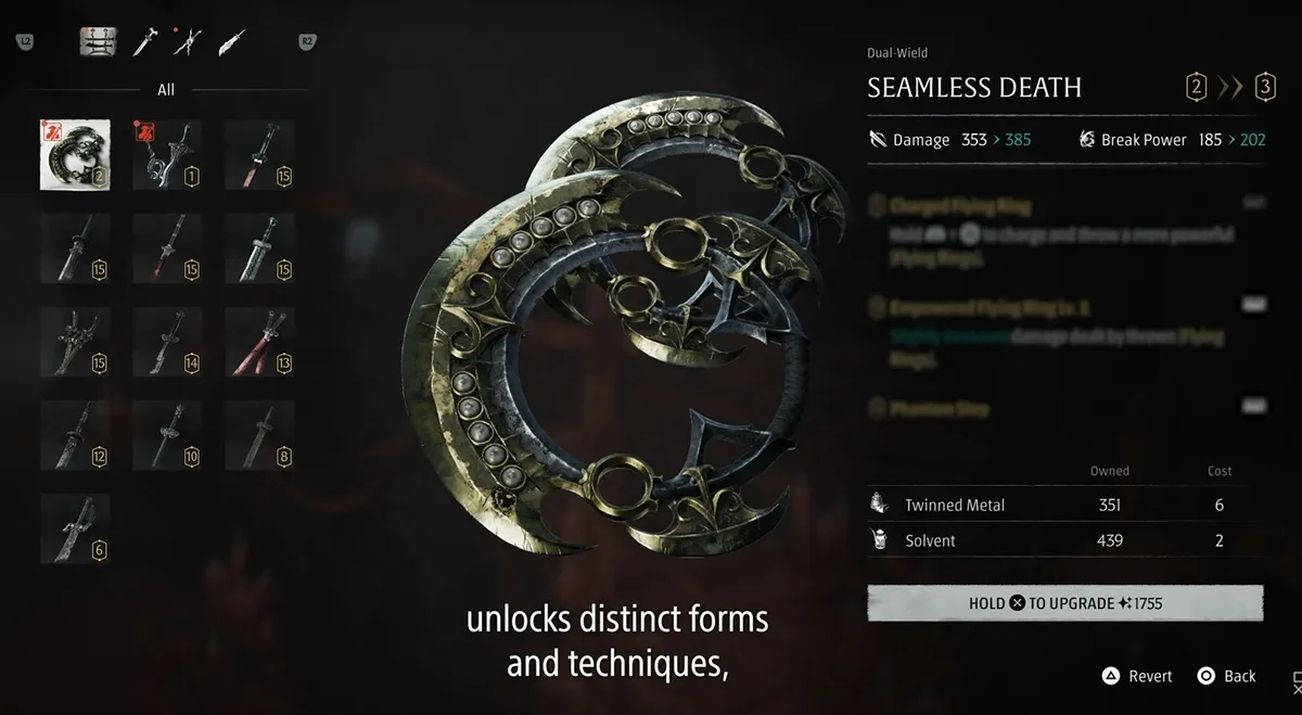 Phantom Blade Zero weapon upgrade