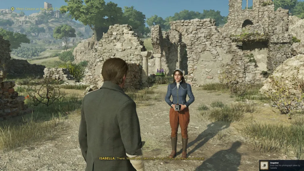 Isabella y Enzo tomando una foto en la DLC