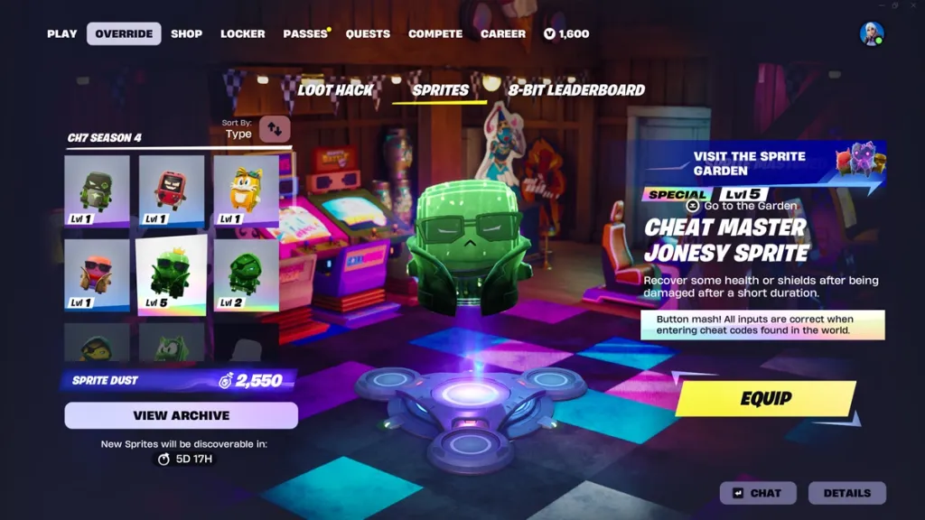Sprite Cheat Master en el lobby