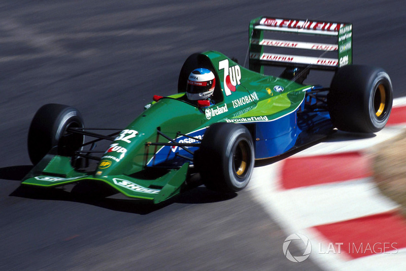Michael Schumacher pilotando la Jordan 191 en el Gran Premio de Bélgica 1991