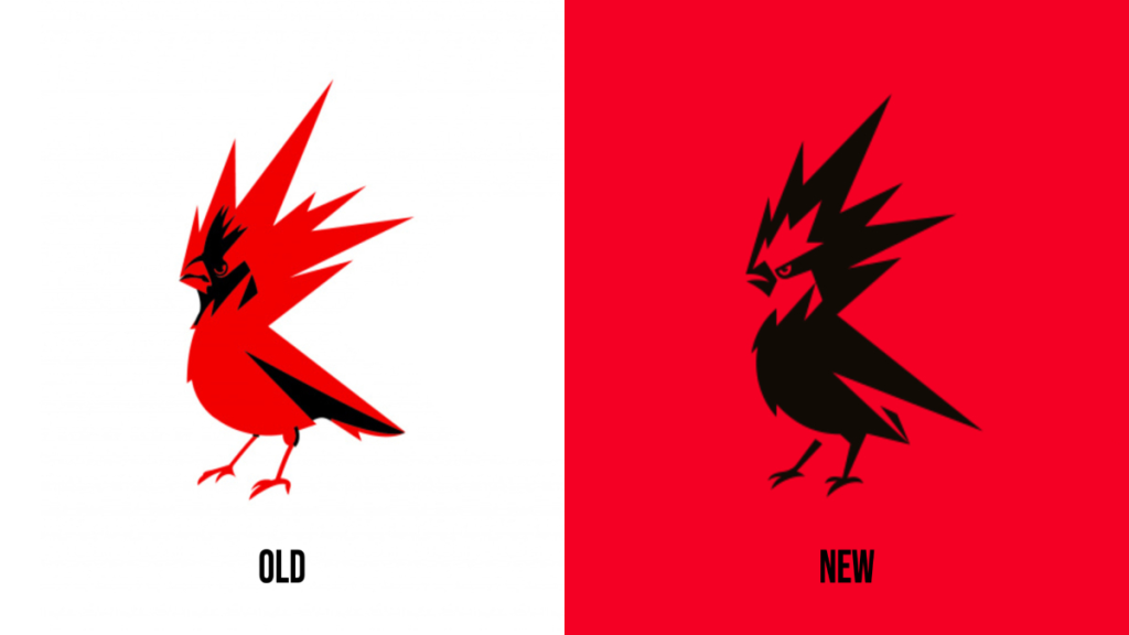 CD Projekt Red's upgraded logo with a "before" and "after" comparison.