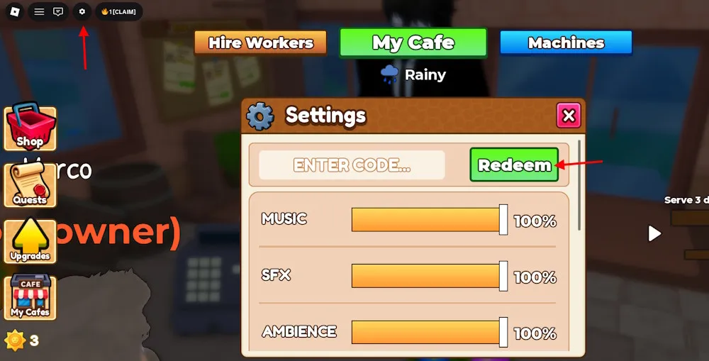 Canje de códigos de Own a Cafe