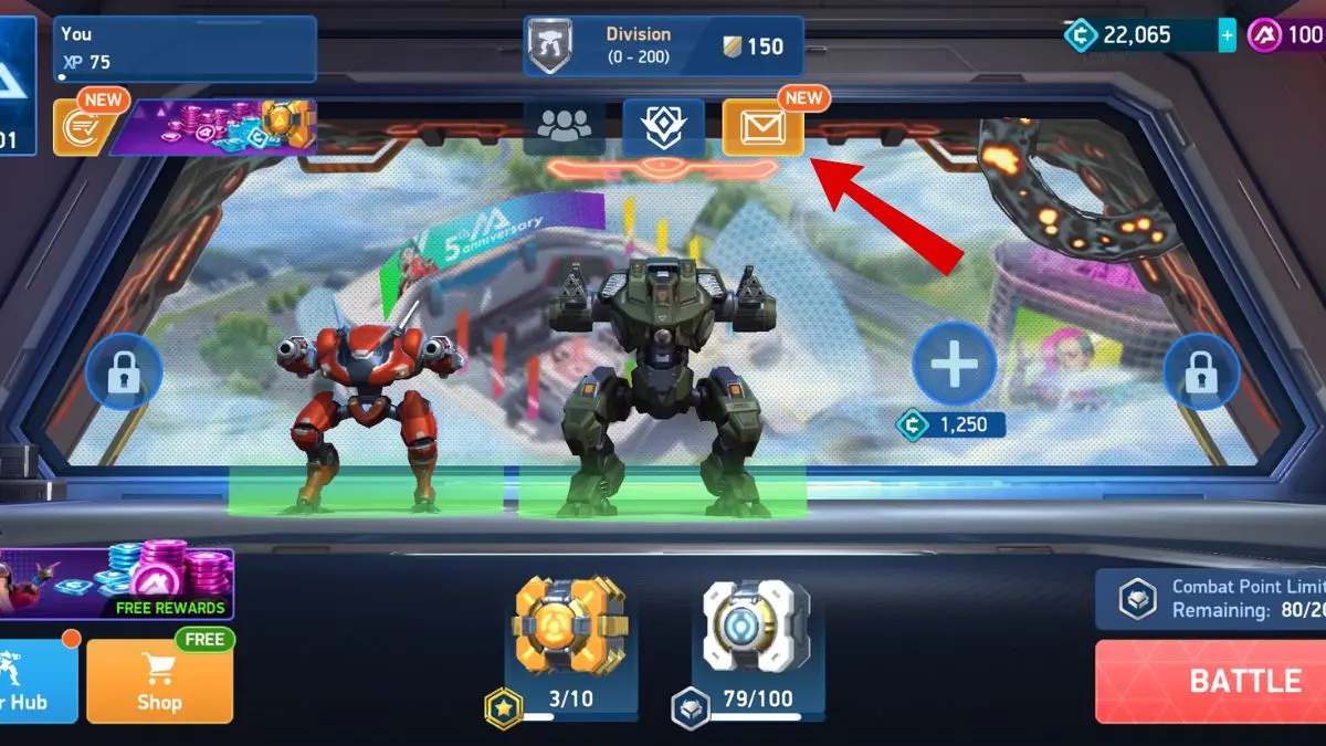 Menú de inicio de Mech Arena