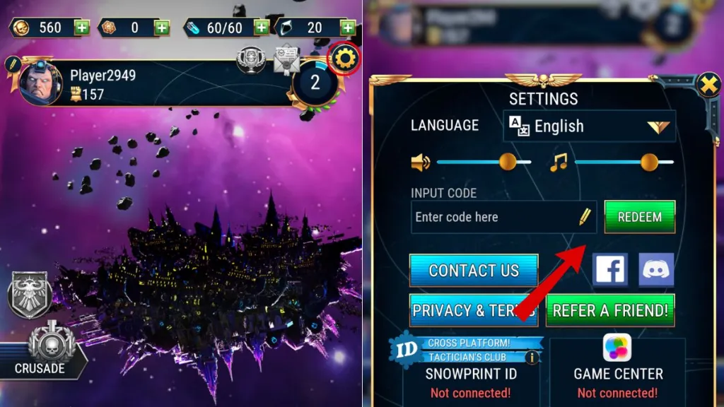 Redeeming Warhammer Tacticus Codes in-game