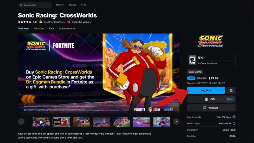 Doctor Eggman Skin in Epic Games Store