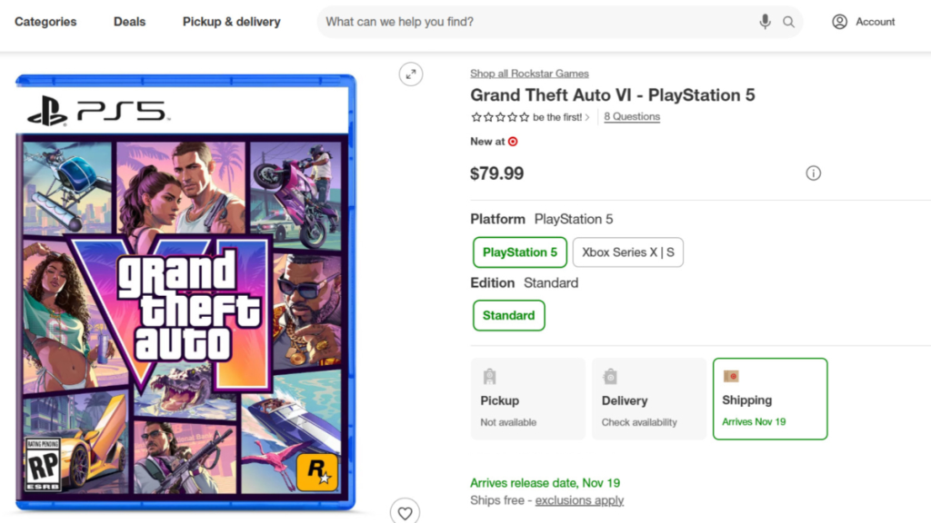 Oferta de GTA 6 en Target