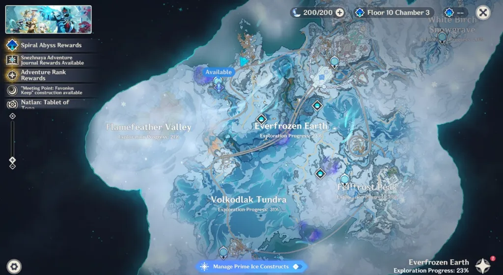 Mapa de Snezhnaya