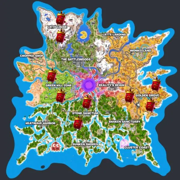 Mapa de la ubicación de la Crown Sprite en Fortnite
