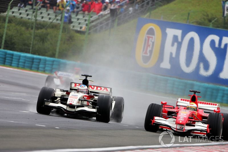 Jenson Button (Honda) et Felipe Massa (Ferrari) au GP de Hongrie 2006.