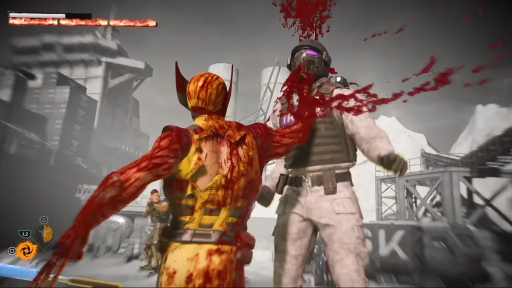 Wolverine killing an enemy in rage mode