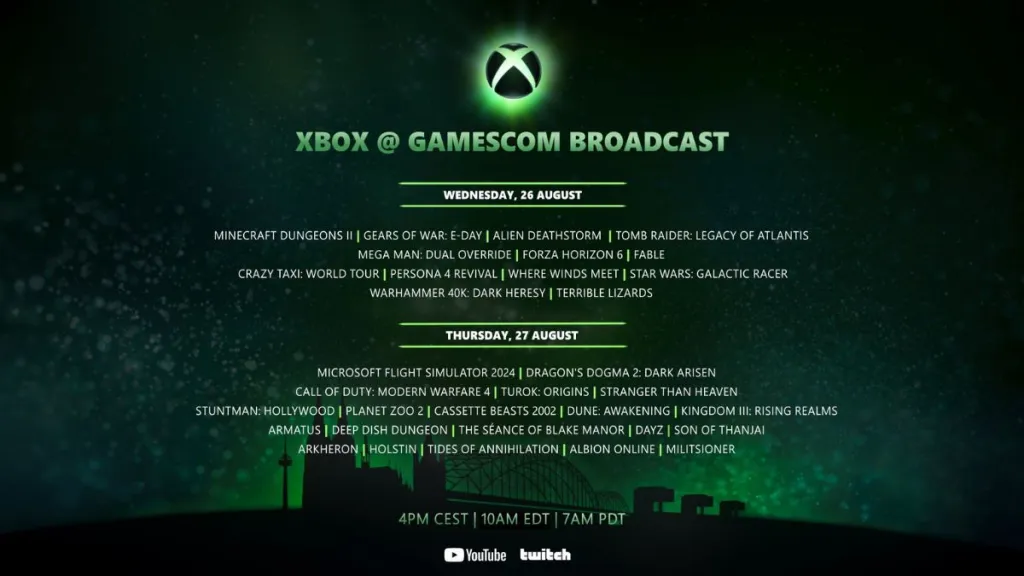 Xbox Gamescom 2026 Broadcast lineup
